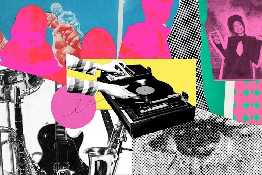 Creative collage with emphasis on musical expression.