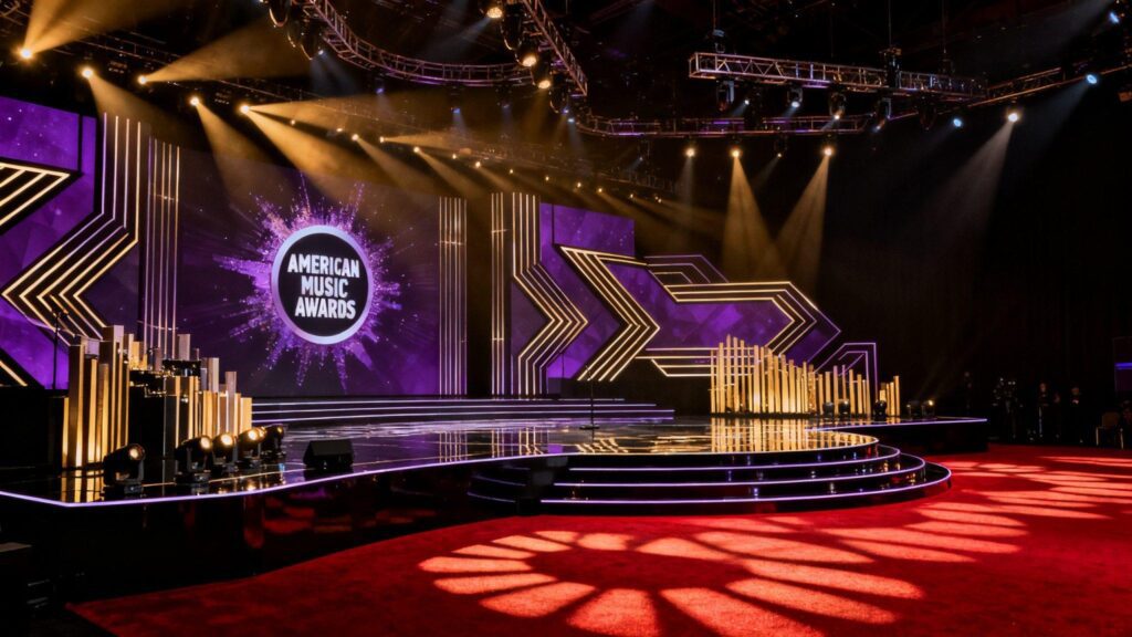 American Music Awards ceremony stage featuring performers and industry recognition.